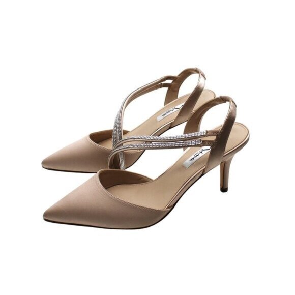 Nina Tansy Slingback Pointed Toe Pumps in Pearl Rose Crystal Satin at Nordstrom - Picture 5 of 8